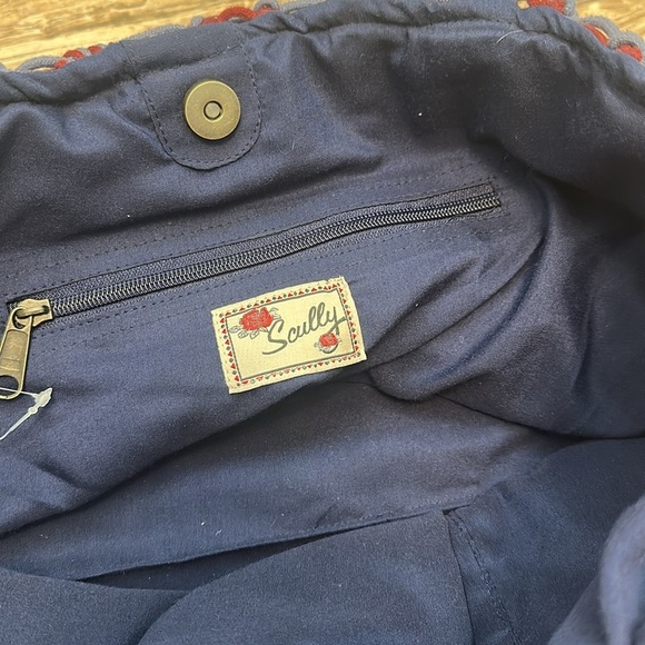 Scully Two-Toned Macrame Handbag blue burgundy - Picture 4 of 5